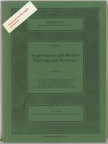 Catalogue of impressionist and modern paintings and sculpture : including Eugène Bodin La plage de Trouville ...  : day of sale, Wednesday, 4th December 1974 ... / Sotheby & Co.