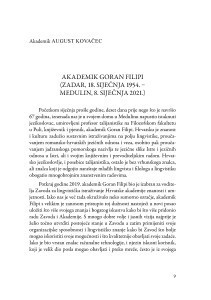 Akademik Goran Filipi : (Zadar, 18. siječnja 1954. - Medulin, 8. siječnja 2021.) / August Kovačec