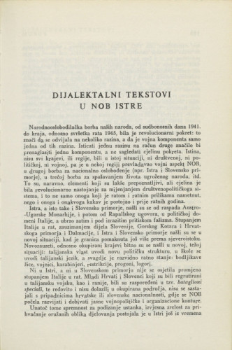 Dijalektalni tekstovi u NOB Istre / J. Bratulić