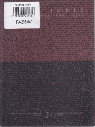 Duje Jurić : radovi = works : 1988-2002, Gliptoteka Hrvatske akademije znanosti i umjetnosti, Zagreb, 3.-27. rujna 2002. / [autorica predgovora] Lida Roje Depolo ; [prijevod na engleski Vladimir Goss ; urednica Ariana Kralj ; fotografije Fedor Vučemilović]