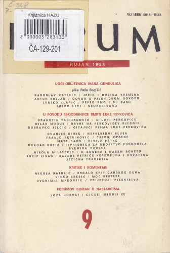 God. 27(1988), knj. 56, br. 9 (rujan ) / glavni i odgovorni urednik Slavko Mihalić