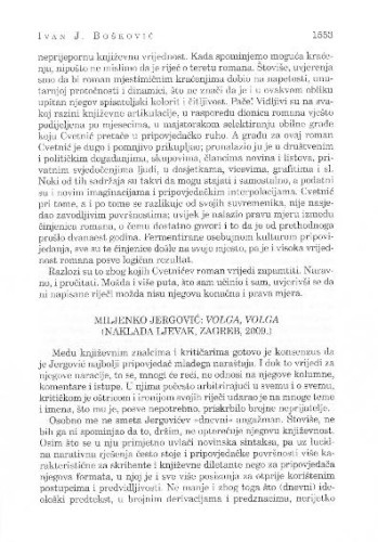 Miljenko Jergović: Volga, Volga (Naklada Ljevak, Zagreb, 2009.) : [književna kronika] / Ivan J. Bošković