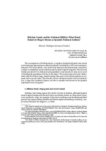 Melchor Gomis and the National Militia’s Wind Band: Rafael de Riego’s Hymn as Spanish National Anthem / Gloria A. Rodríguez-Lorenzo