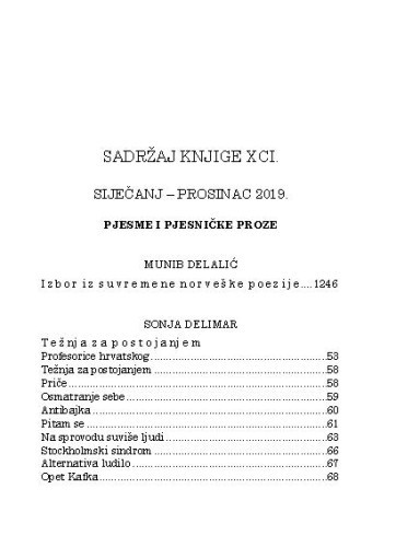 Sadržaj knjige 91. : siječanj - prosinac 2019.