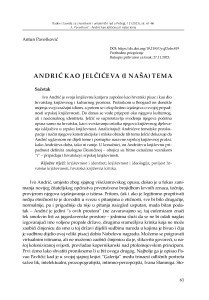 Andrić kao Jelčićeva (i naša) tema / Antun Pavešković