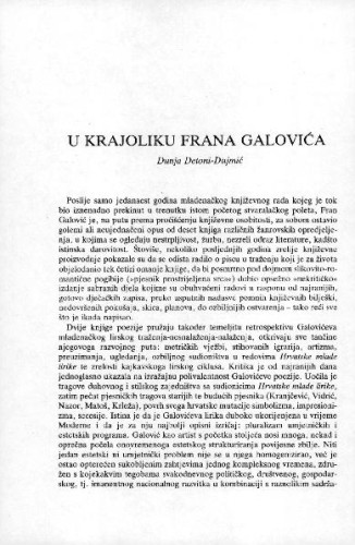 U krajoliku Frana Galovića / Dunja Detoni-Dujmić
