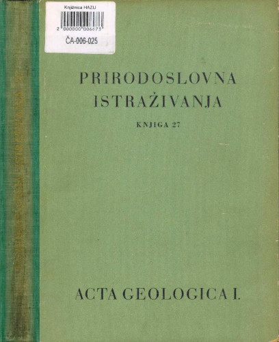[Vol.] 1(1956) / urednik Aleksandar Ugrenović