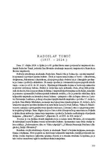 Radoslav Tomić (1957. - 2024.) : [nekrolog] / Vladimir Marković