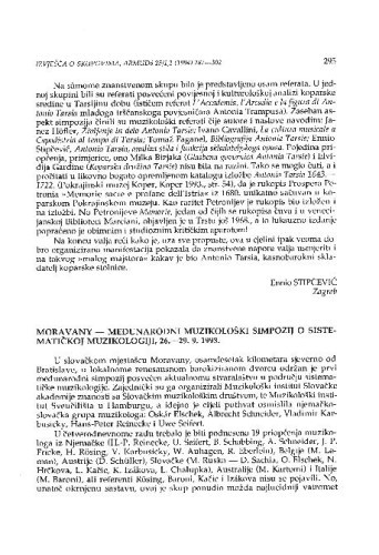 Međunarodni muzikološki simpozij o sistematičkoj muzikologiji, Moravany, 26.-29. 9. 1993. / Stanislav Tuksar