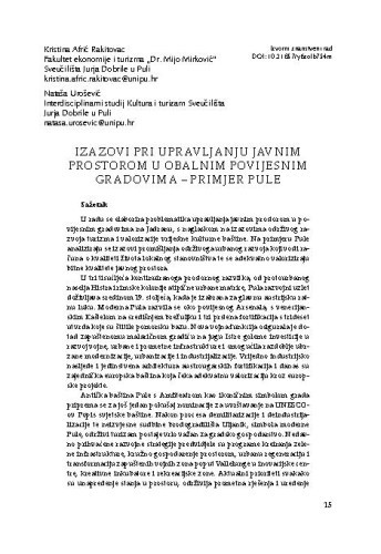 Izazovi pri upravljanju javnim prostorom u obalnim povijesnim gradovima – primjer Pule / Kristina Afrić Rakitovac, Nataša Urošević