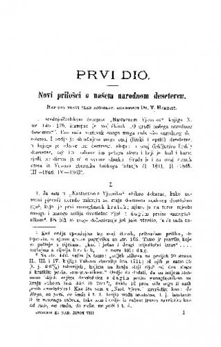 Novi prilošci o našem narodnom desetercu. / T. Maretić