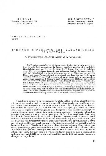 Barokno kiparstvo kod varaždinskih franjevaca / Doris Baričević