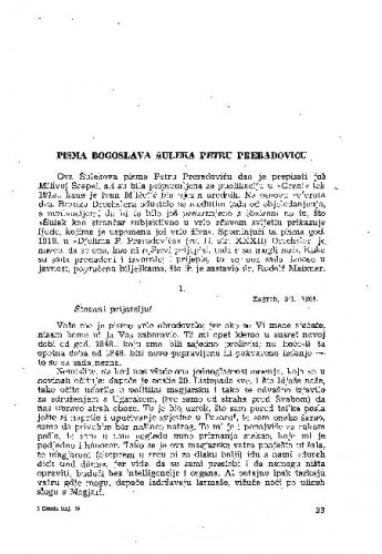 Pisma Bogoslava Šuleka Petru Preradoviću / Bogoslav Šulek