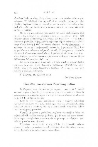 Geološka proučavanja Komiškog zaliva / M. Salopek