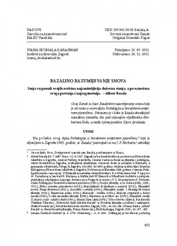 Bazalino razumijevanje snova / Ivana Skuhala Karasman