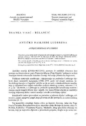 Antičko nasljeđe Ludbrega / Branka Vikić-Belančić