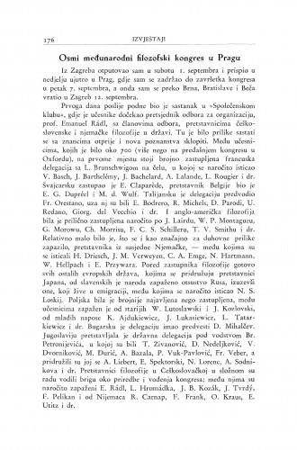 Osmi međunarodni filozofski kongres u Pragu / A. Bazala