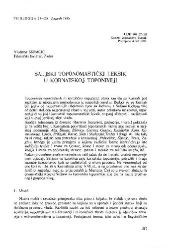 Saljski toponomastički leksik u Kornatskoj toponimiji / Vladimir Skračić