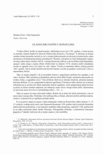 Glagoljski natpis u Konavlima / Branko Fučić, Niko Kapetanić