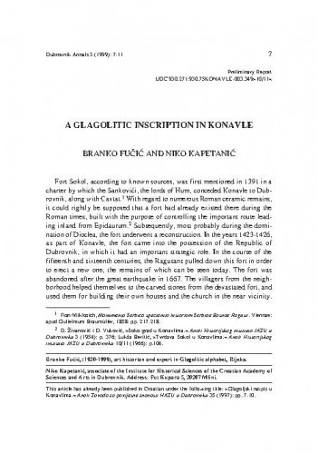 A glagolitic inscription in Konavle / Branko Fučić, Niko Kapetanić