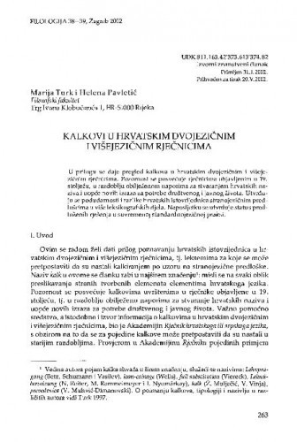 Kalkovi u hrvatskim dvojezičnim i višejezičnim rječnicima / Marija Turk, Helena Pavletić