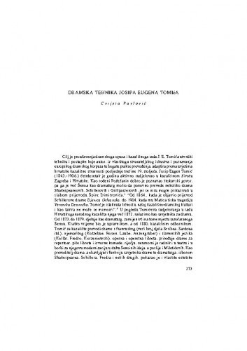 Dramska tehnika Josipa Eugena Tomića / Cvijeta Pavlović