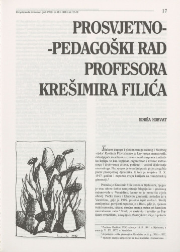Prosvjetno pedagoški rad profesora Krešimira Filića / Siniša Horvat