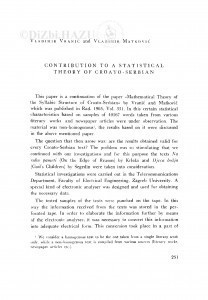 Contribution to a statistical theory of Croato-Serbian / V. Vranić i V. Matković