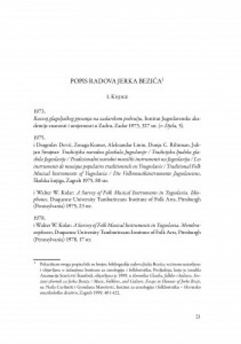 Popis radova Jerka Bezića / popis radova sastavila Grozdana Marošević