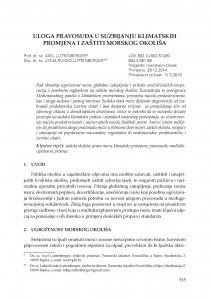 Uloga pravosuđa u suzbijanju klimatskih promjena i zaštiti morskog okoliša / Axel Luttenberger ; Lidija Runko Luttenberger