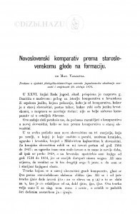 Novoslovenski komparativ prema staroslovenskomu glede na formaciju / M. Valjavec