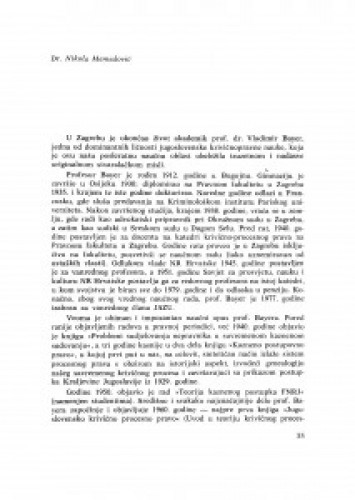 Nekrolog prof. dr. Vladimiru Bayeru, Politika, 20. 6. 1990.