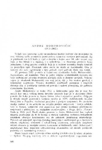 Andre Mohorovičić (1913.-2002.) : [in memoriam] / Boris Magaš