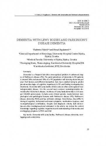 Dementia with Lewy bodies and Parkinson’s disease dementia / Vladimira Vuletić, Nenad Bogdanović