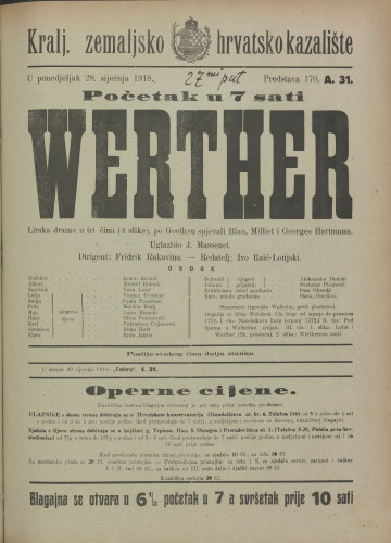 Werther : Lirska drama u tri čina (4 slike)