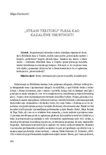 „Strani teritorij“ plesa kao kazališne umjetnosti / Maja Đurinović
