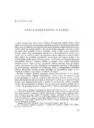 Petar Preradović u Zadru / Jakša Ravlić