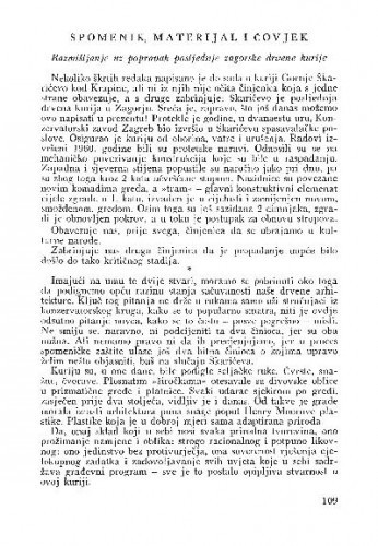 Spomenik, materijal i čovjek : razmišljanje uz popravak posljednje zagorske drvene kurije / Mladen Fučić