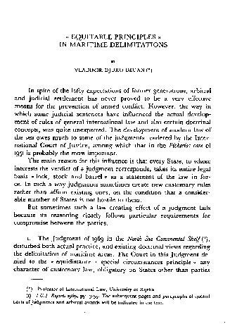 ''Equitable principles'' in maritime delimitations / Vladimir-Djuro Degan