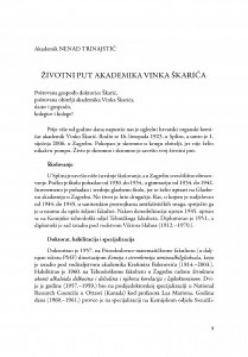 Životni put akademika Vinka Škarića / Nenad Trinajstić