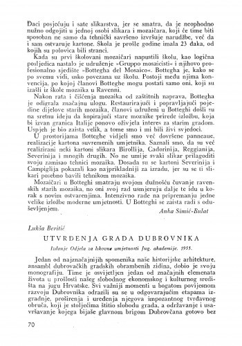 Lukša Beritić: Utvrđenja grada Dubrovnika ; Lukša Beritić: Stonske utvrde / A. Mohorovičić