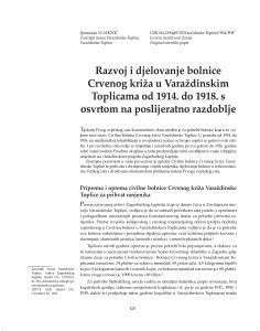Razvoj i djelovanje bolnice Crvenog križa u Varaždinskim Toplicama od 1914. do 1918. s osvrtom na poslijeratno razdoblje / Spomenka Vlahović