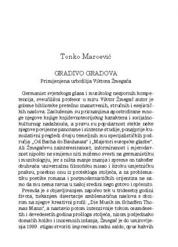 Gradivo gradova : primijenjena urbofilija Viktora Žmegača / Tonko Maroević