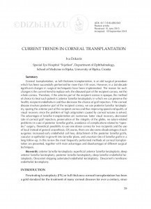 Current trends in corneal transplantation / Iva Dekaris