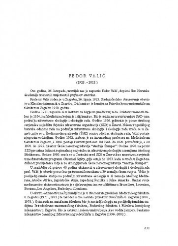 Fedor Valić (1923.-2013.) : [nekrolog] / Marko Šarić