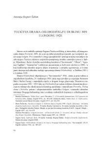 Tucićeva drama Osloboditelj u Dublinu 1919. i Londonu 1920. / Antonija Bogner-Šaban