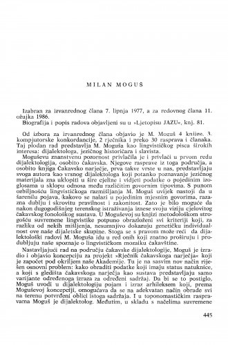 Milan Moguš : [biografije novih članova Akademije]