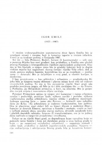 Igor Emili (1927-1987) : [nekrolozi] / Branko Fučić