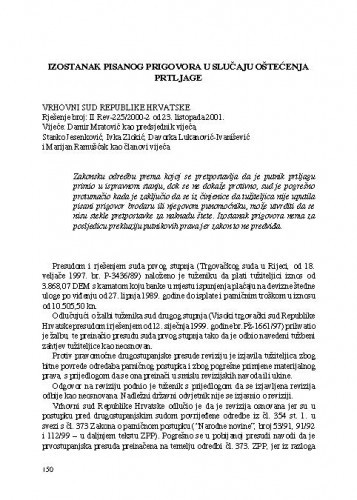 Izostanak pisanog prigovora u slučaju oštećenja prtljage : [prikaz presude] / Vesna Skorupan