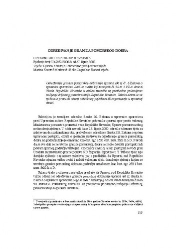 Određivanje granica pomorskog dobra : [prikaz presude i bilješka] / Vesna Skorupan Wolff